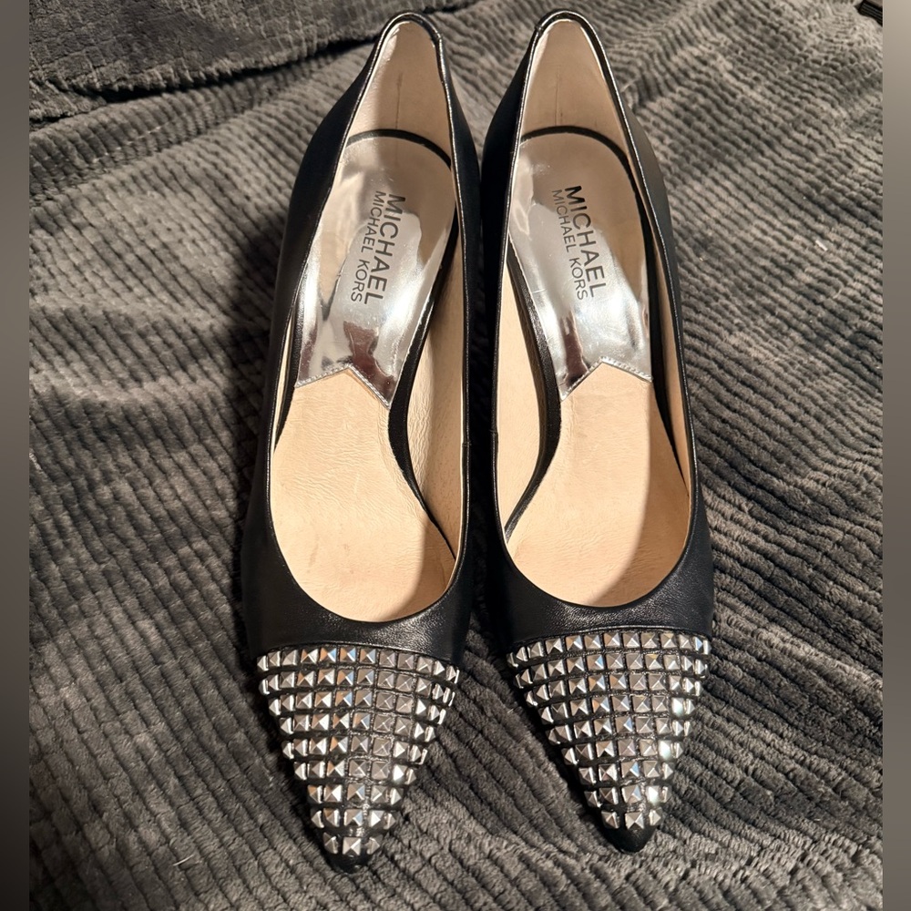 Michael Kors Black and Silver Studded Heels